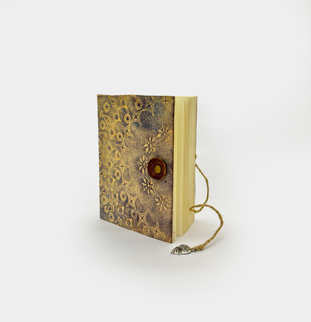 Small Rustic Mandala Leather Notebook