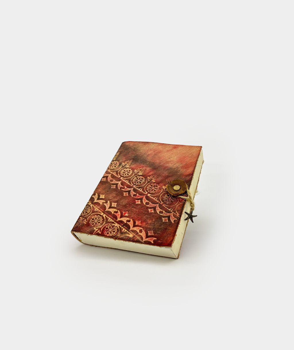 Small Ruby Stamped Leather Notebook