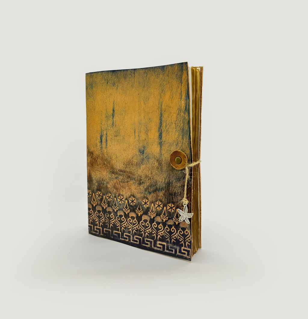 Painted Stamped Leather Notebook