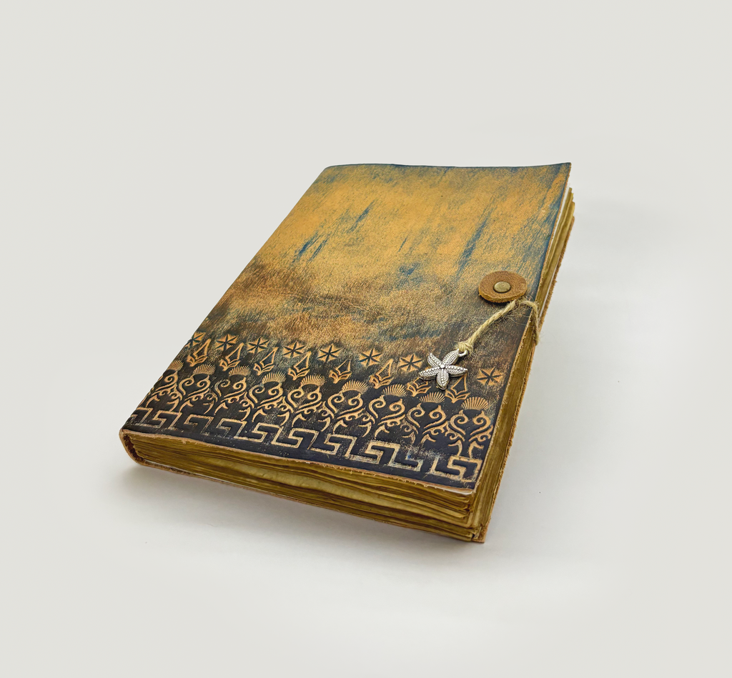 Painted Stamped Leather Notebook
