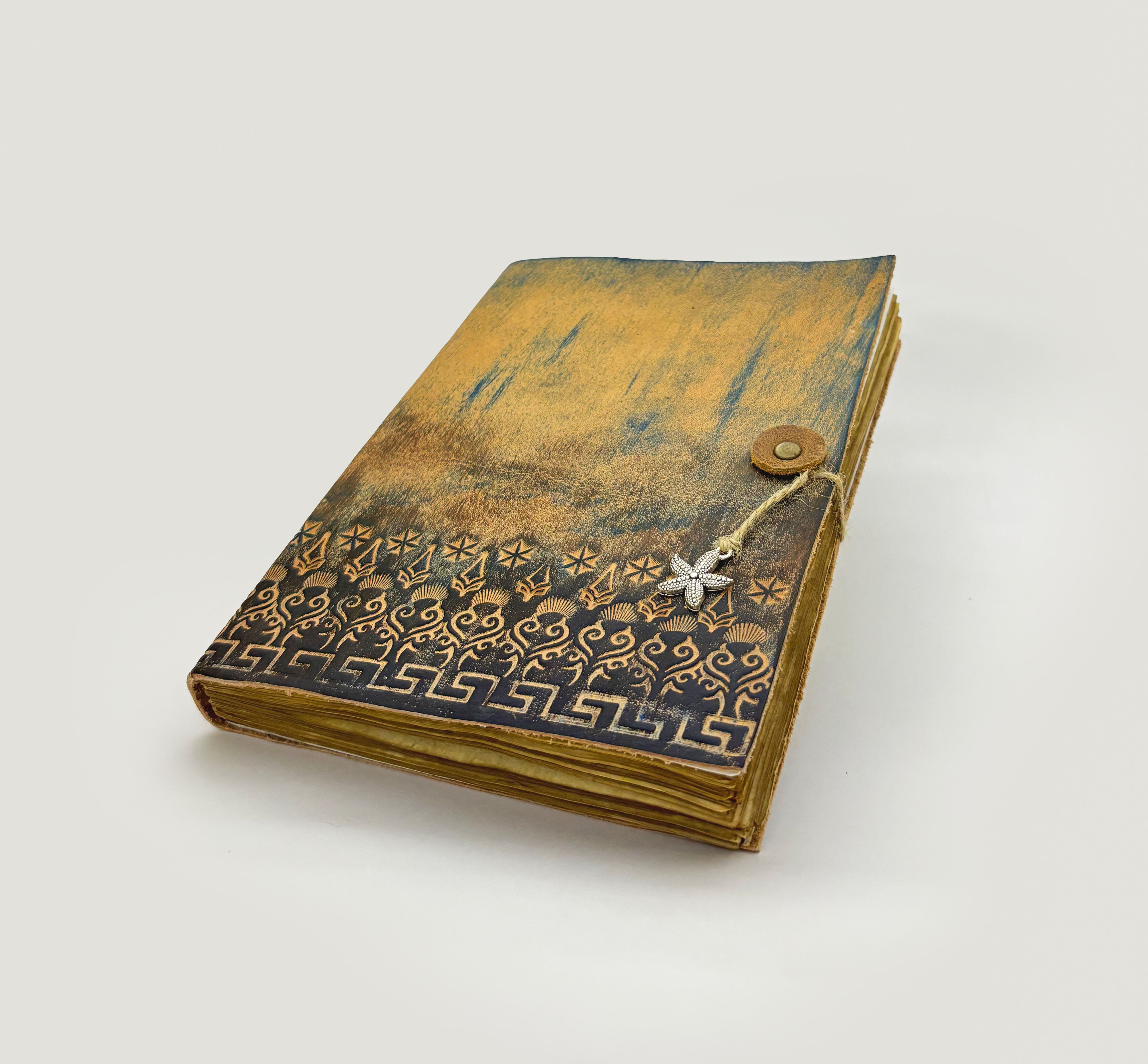 Painted Stamped Leather Notebook