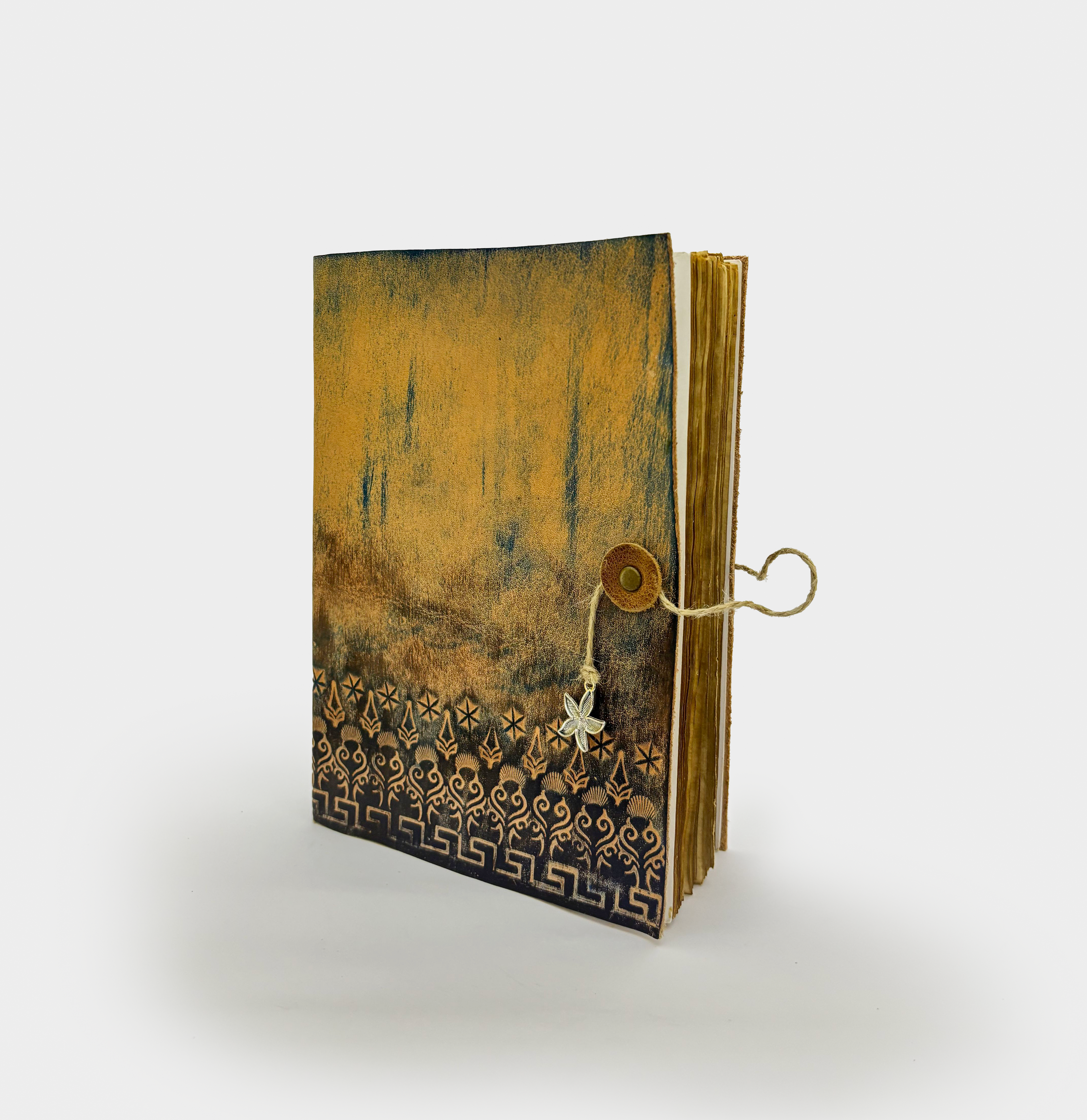 Painted Stamped Leather Notebook