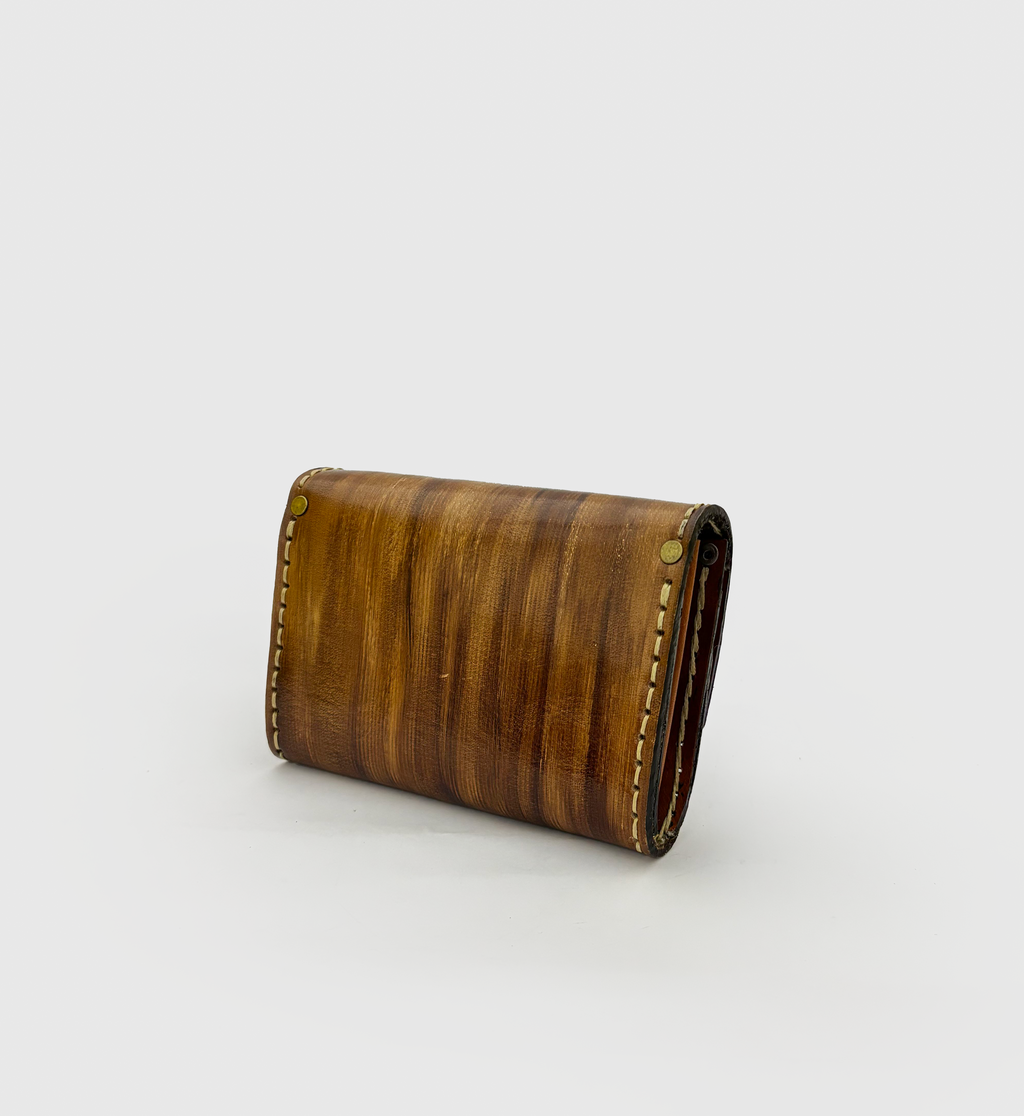 Tooled Brown Leather Clutch - Small