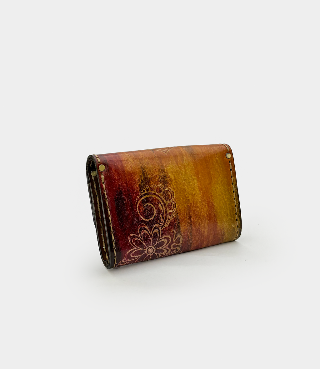 Burgundy Brown Leather Clutch - Small