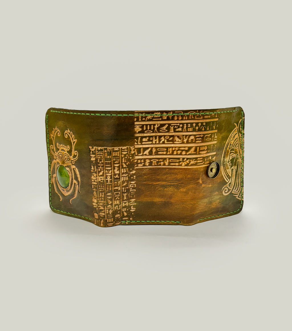 Egyptian Hieroglyph Leather Clutch