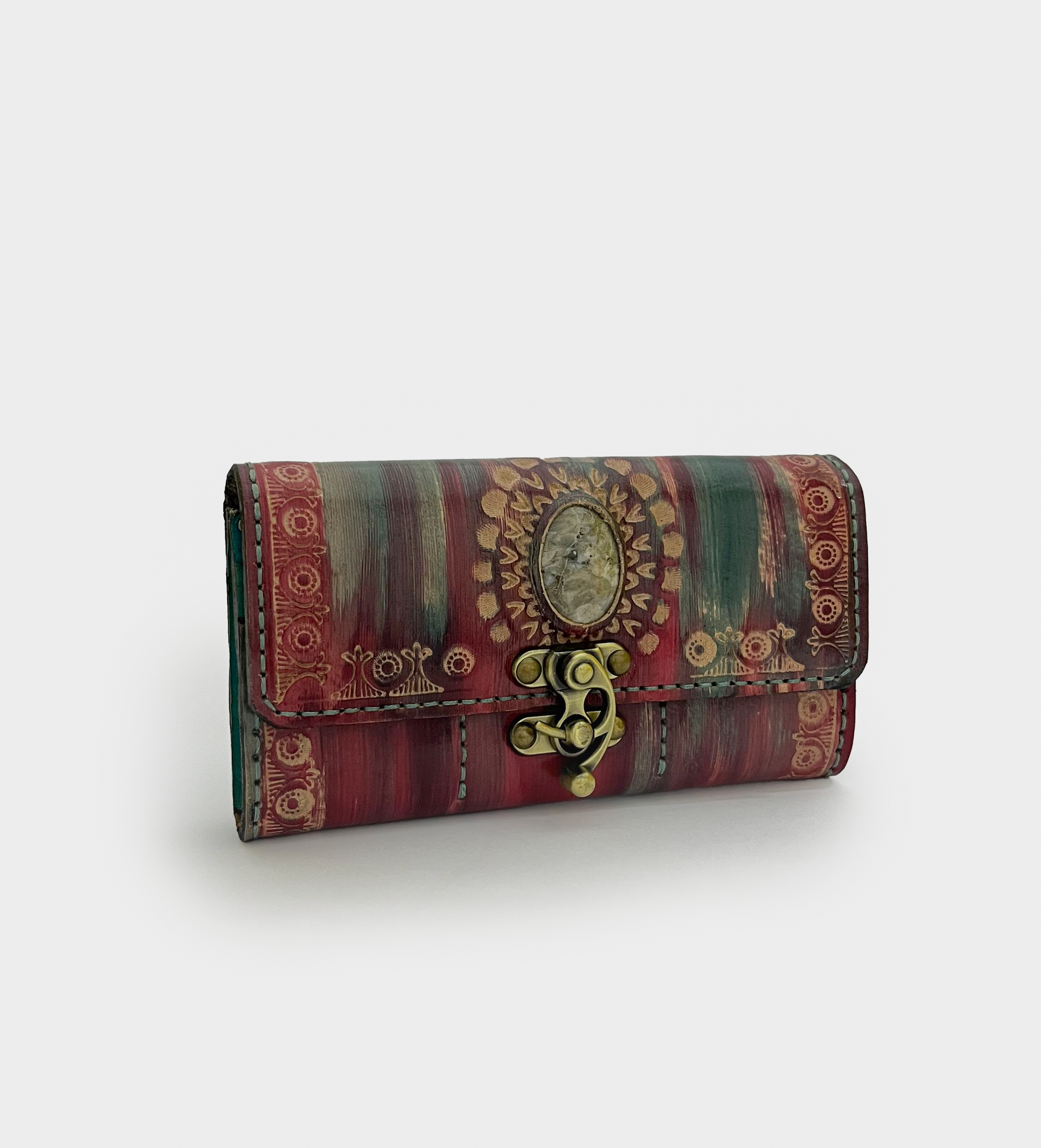 Boho Stripe Leather Clutch