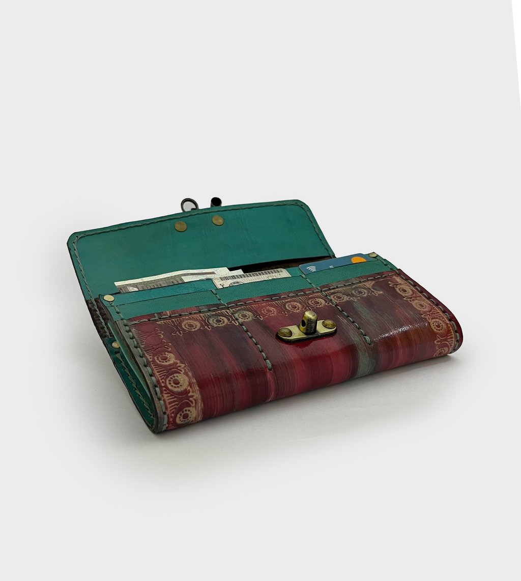 Boho Stripe Leather Clutch