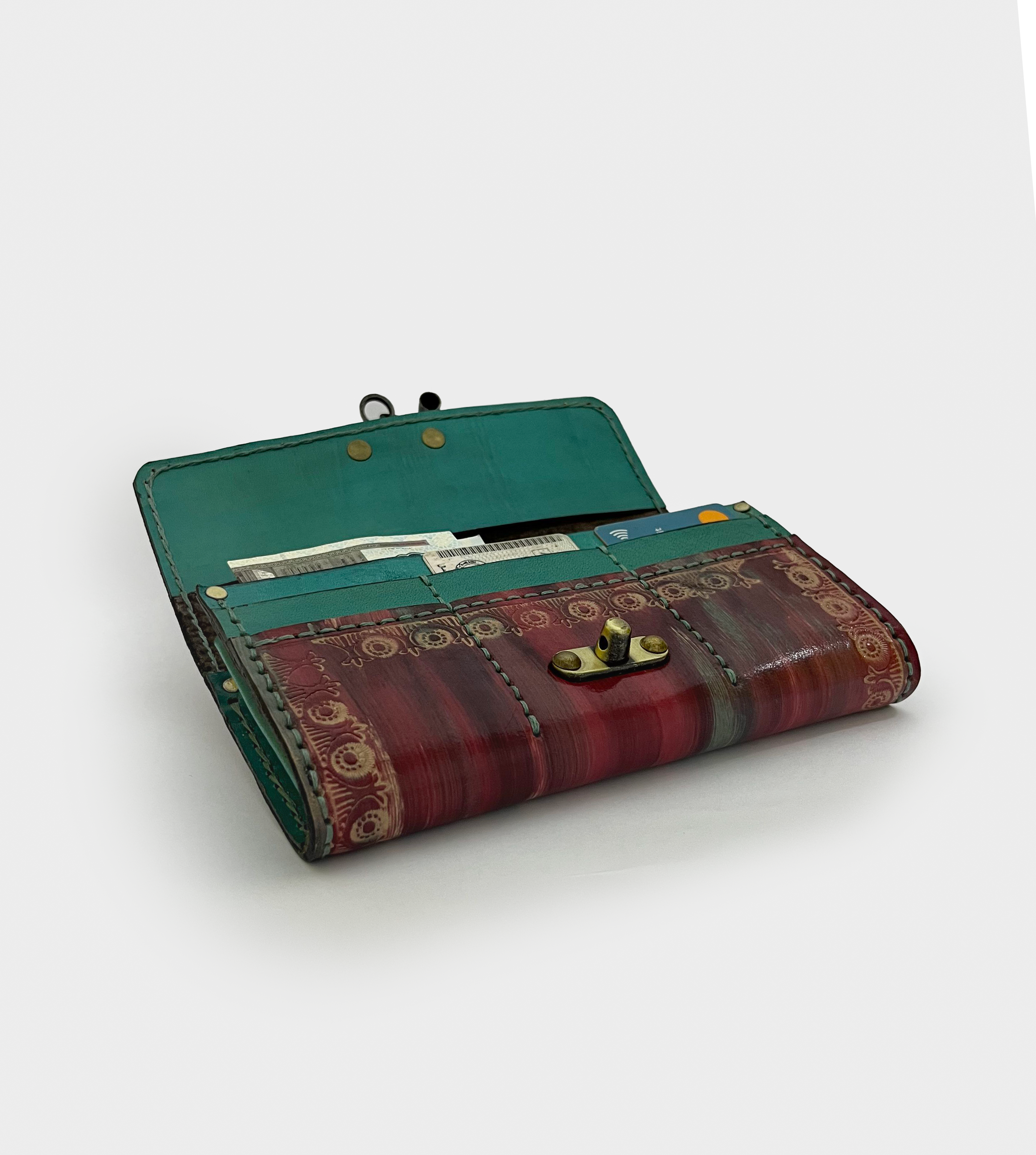 Boho Stripe Leather Clutch