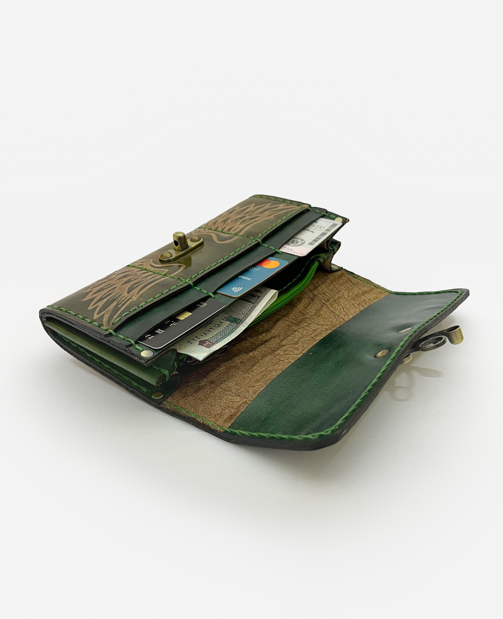 Wing Mandala Brown Leather Clutch