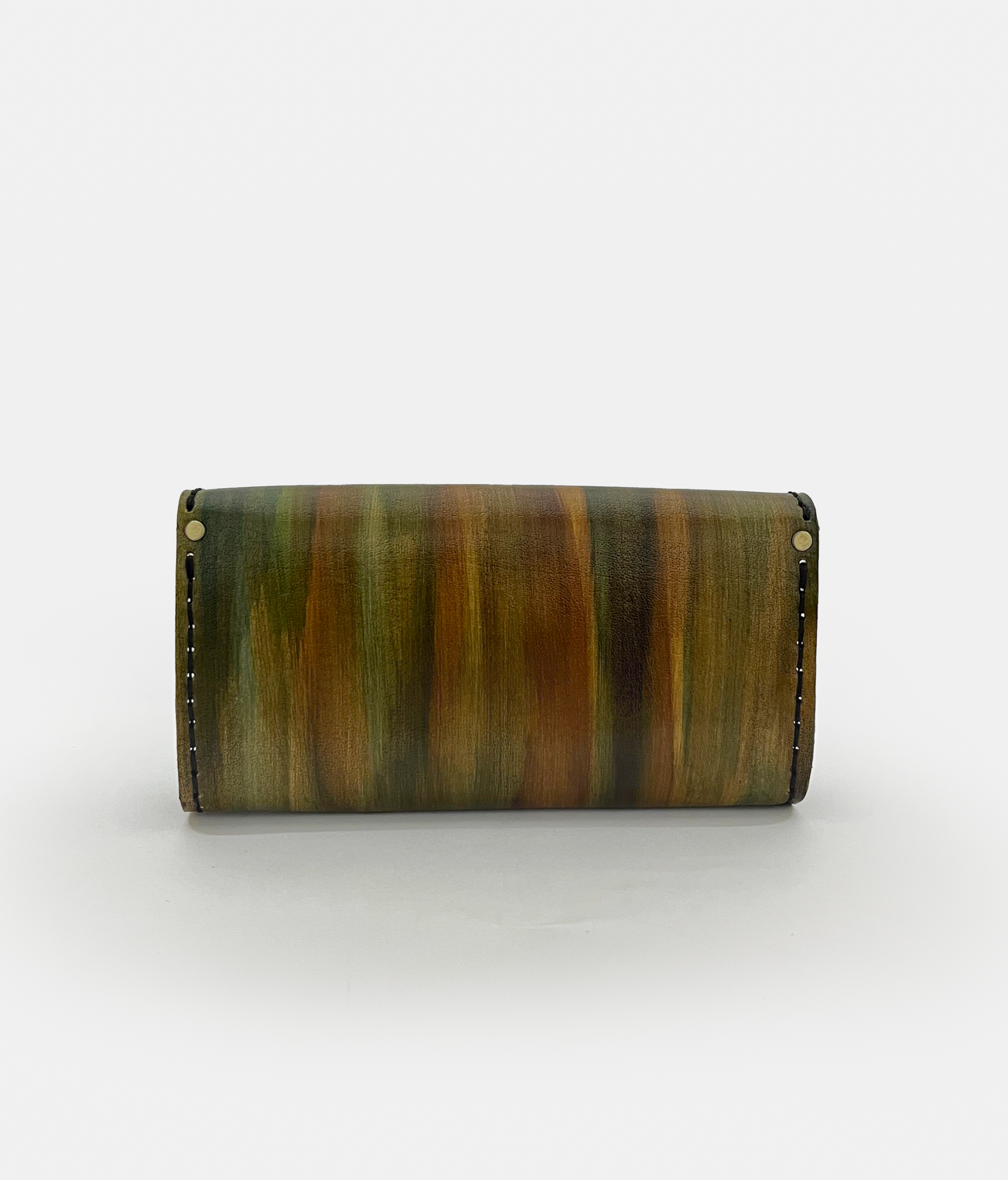 Forest Wings Green Leather Clutch