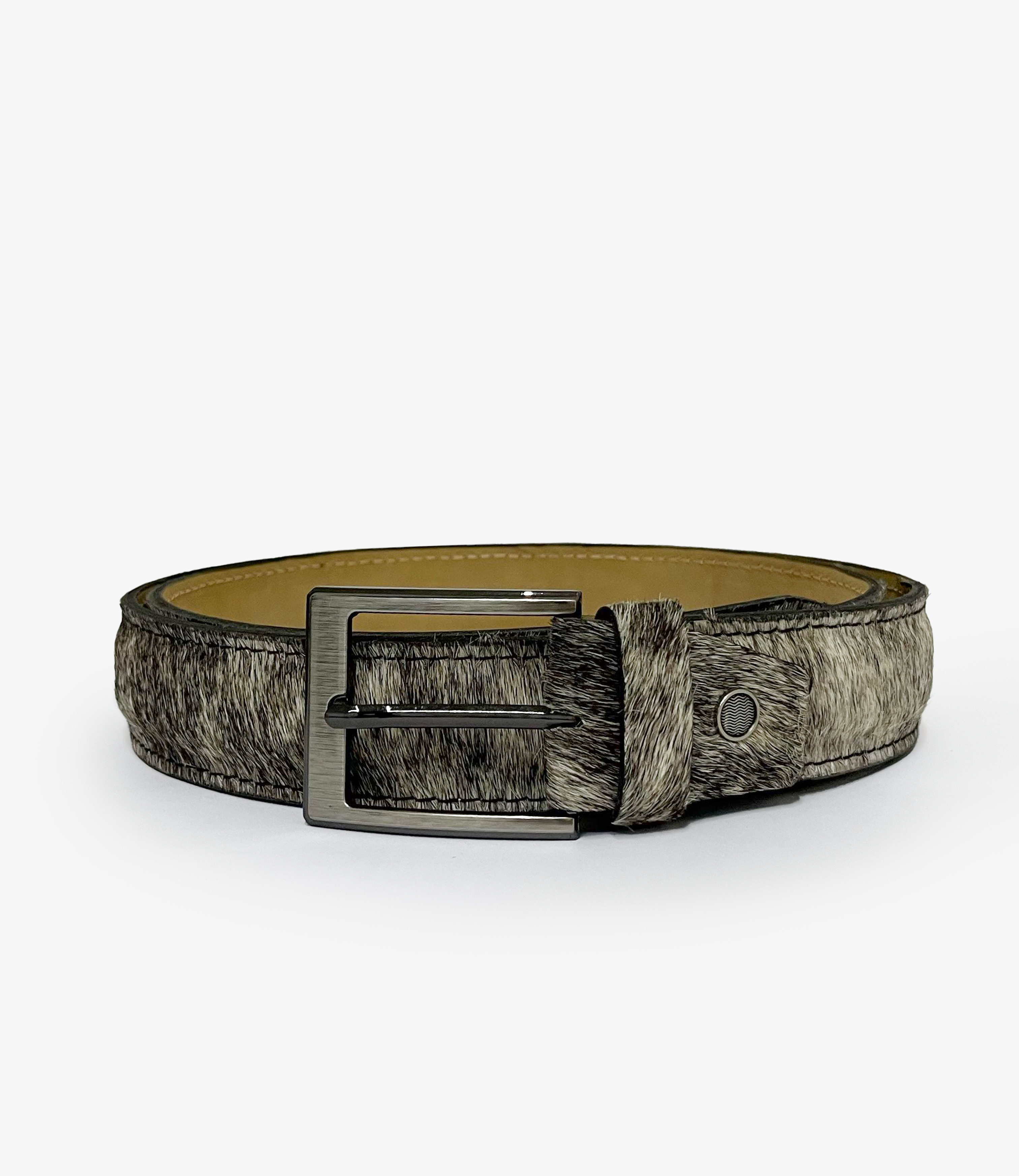 Black Speckle Hair Leather Belt