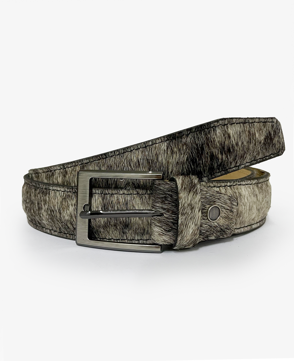 Black Speckle Hair Leather Belt