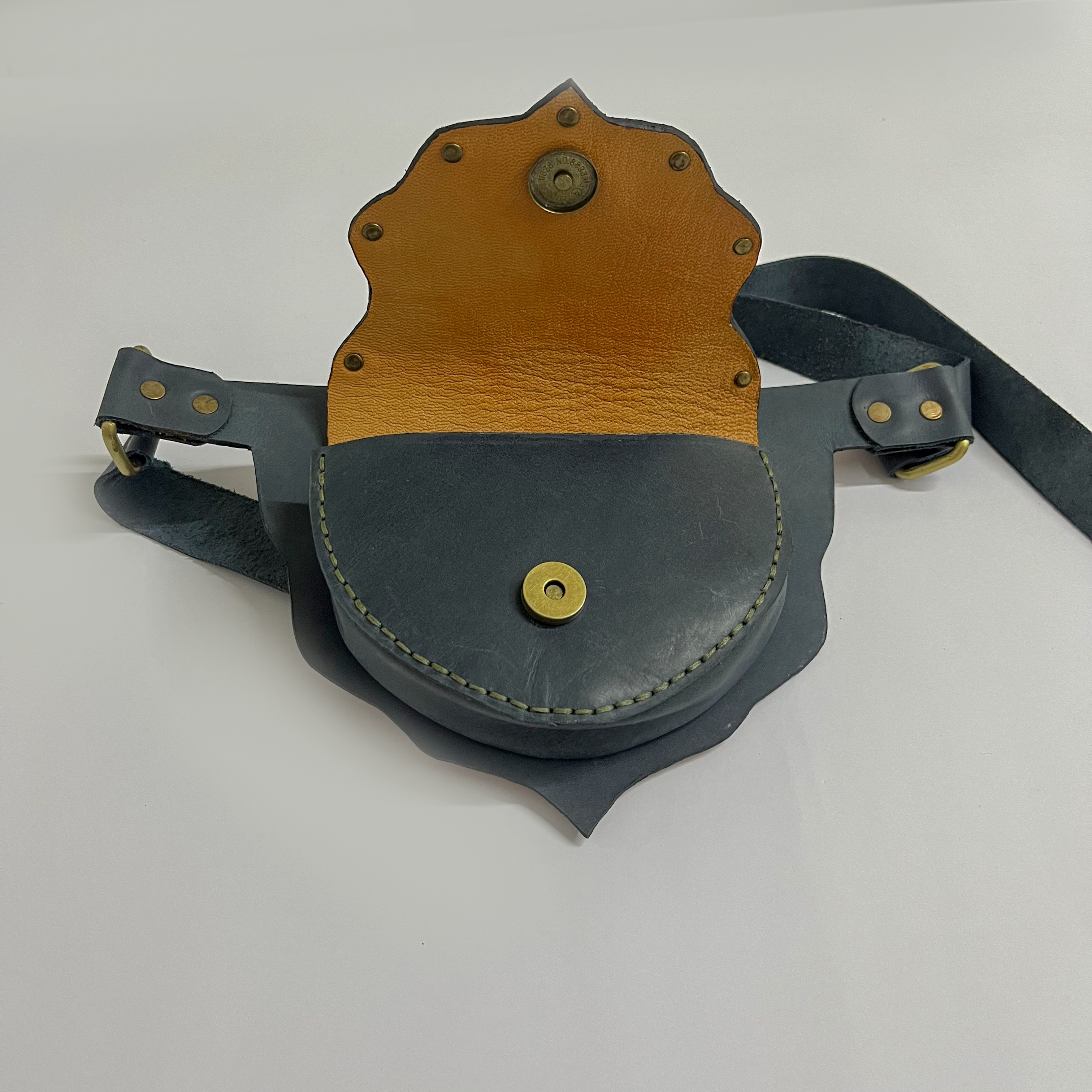 Navy Leather Waist Bag