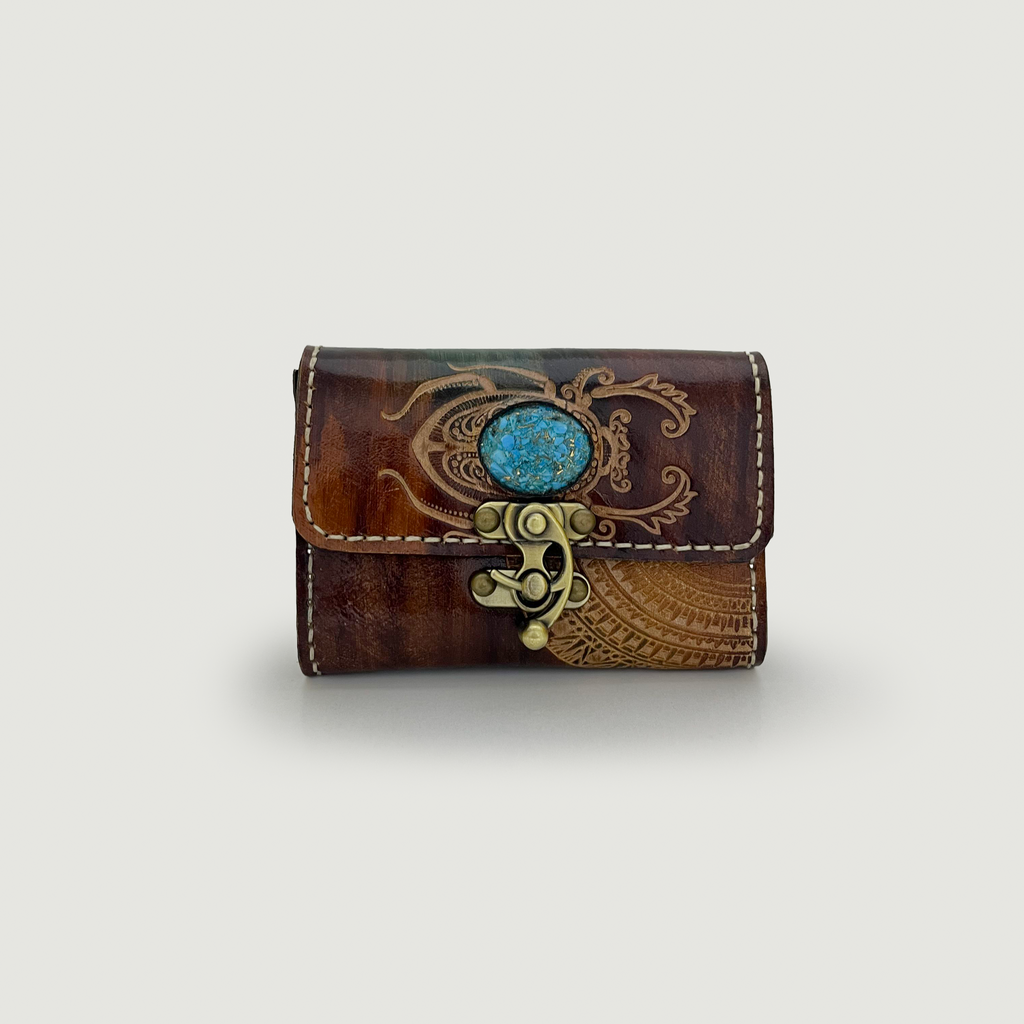 Scarab of Pharaoh Leather Clutch - Small