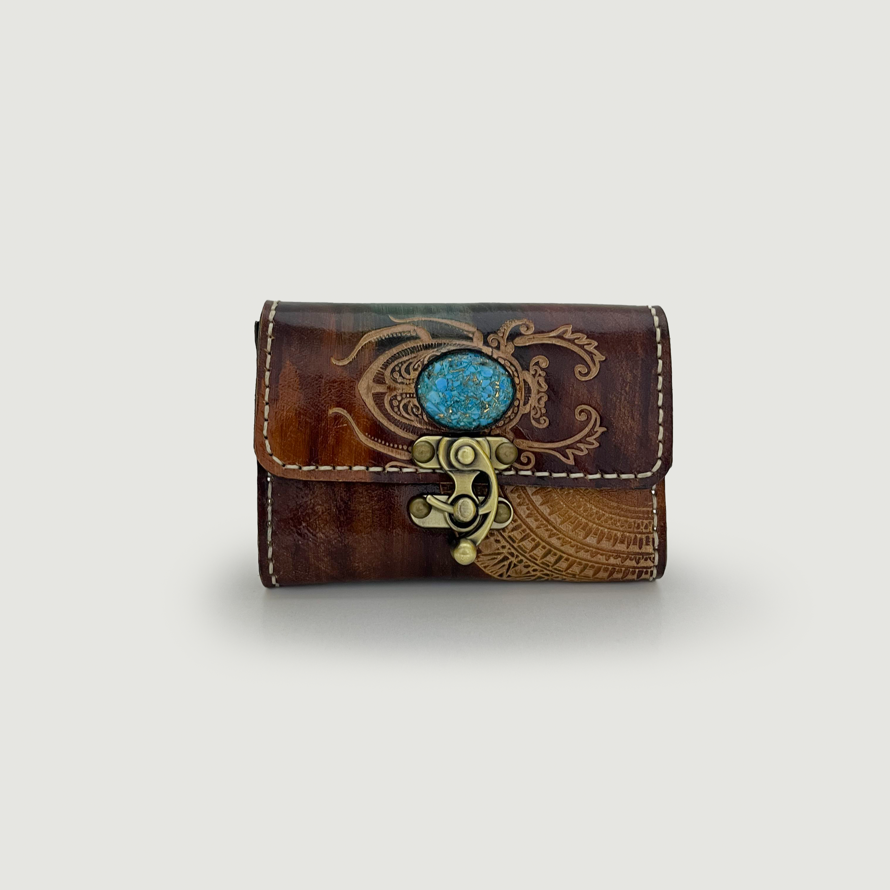 Scarab of Pharaoh Leather Clutch - Small