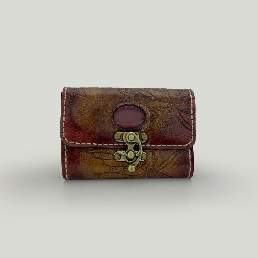 Rustic Red Leather Clutch - Small