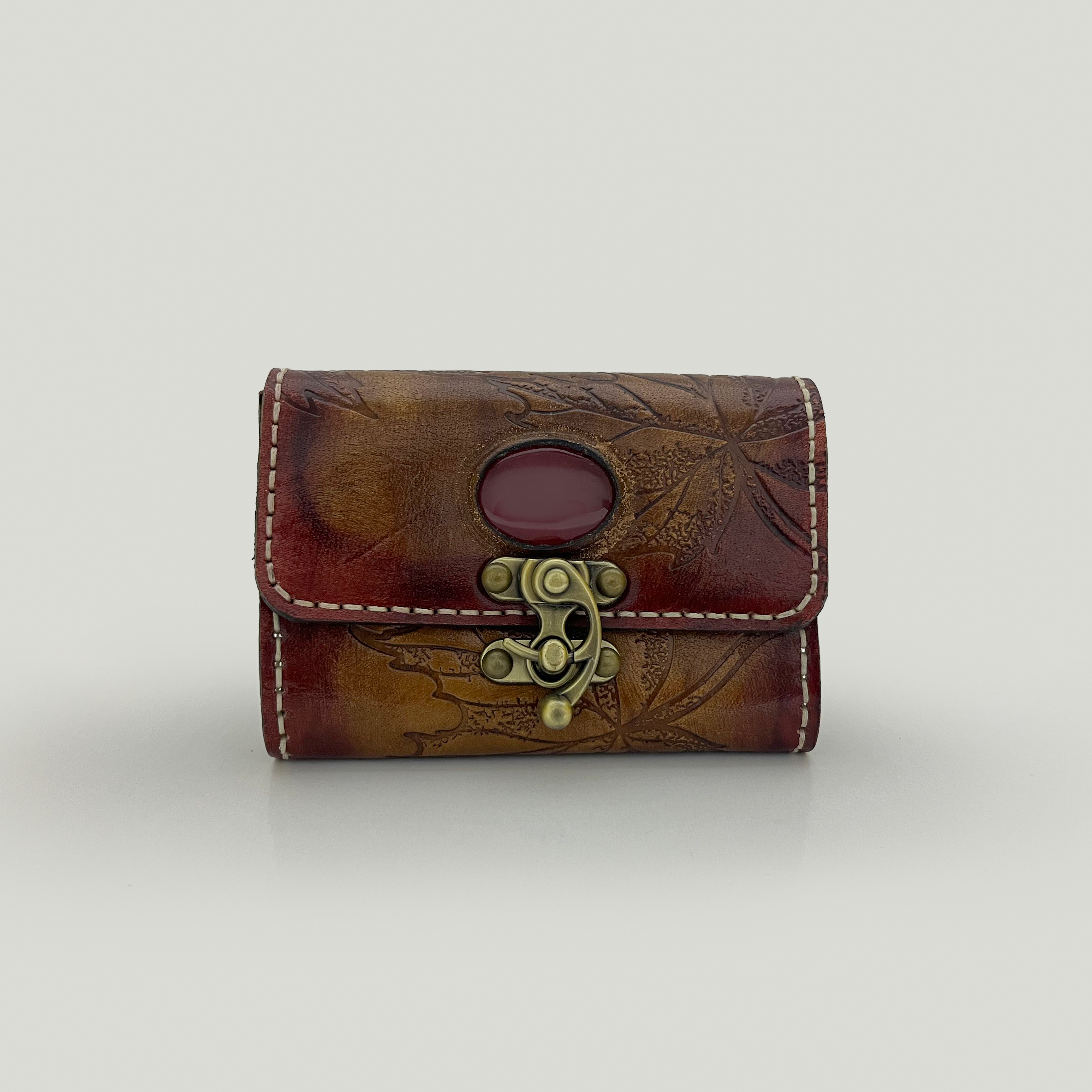 Rustic Red Leather Clutch - Small