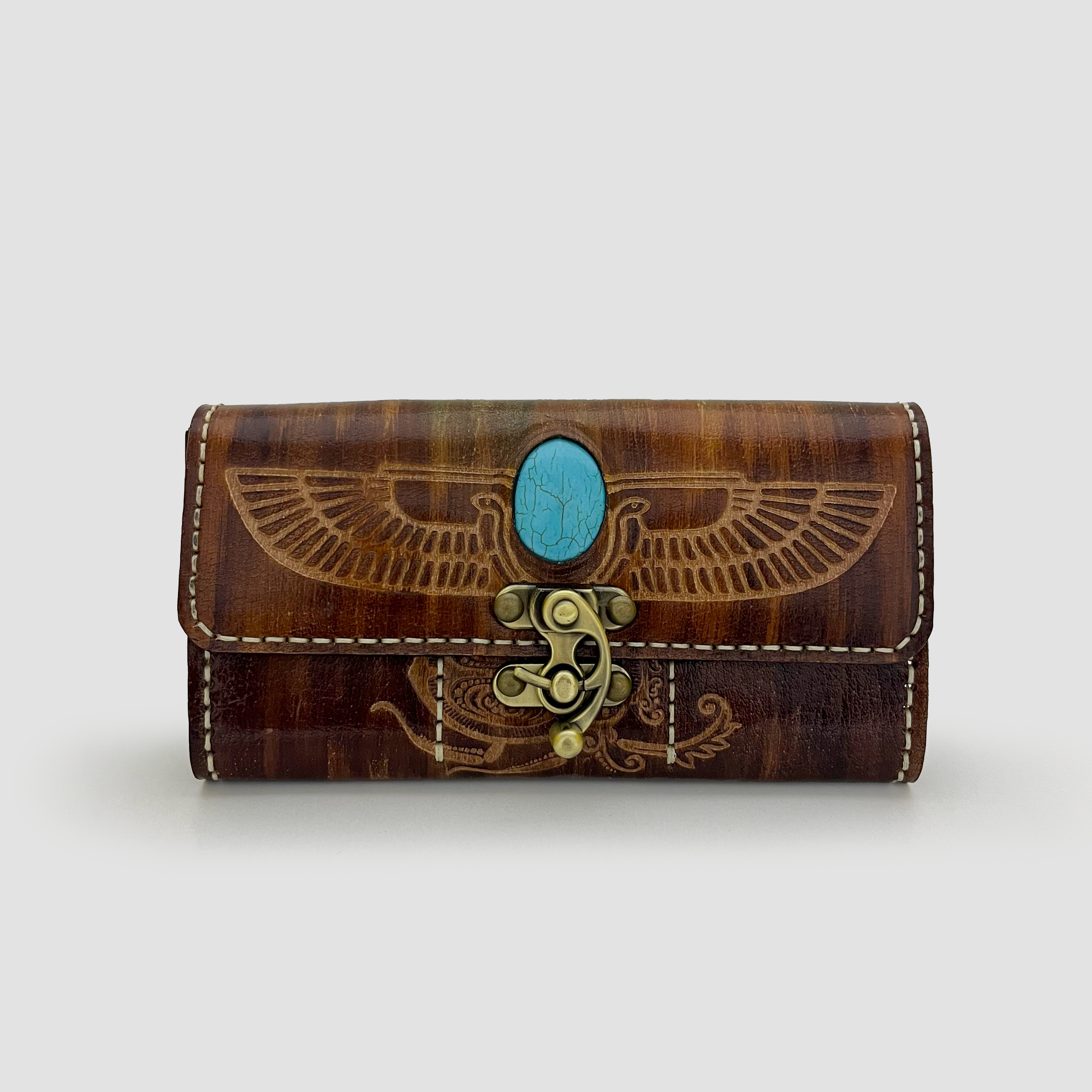 Pharaonic Wing Leather Clutch
