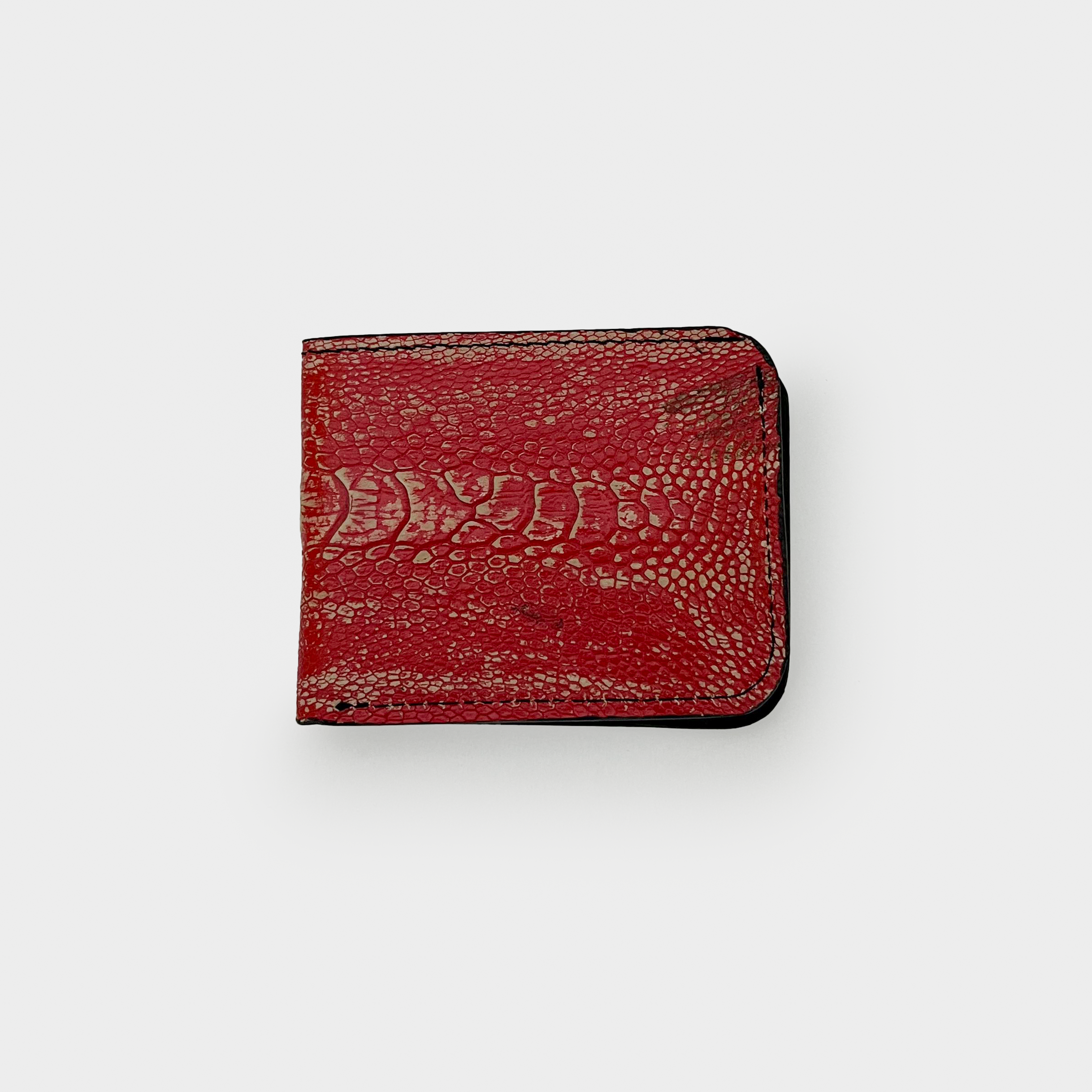 Red Ostrich Leather Wallet