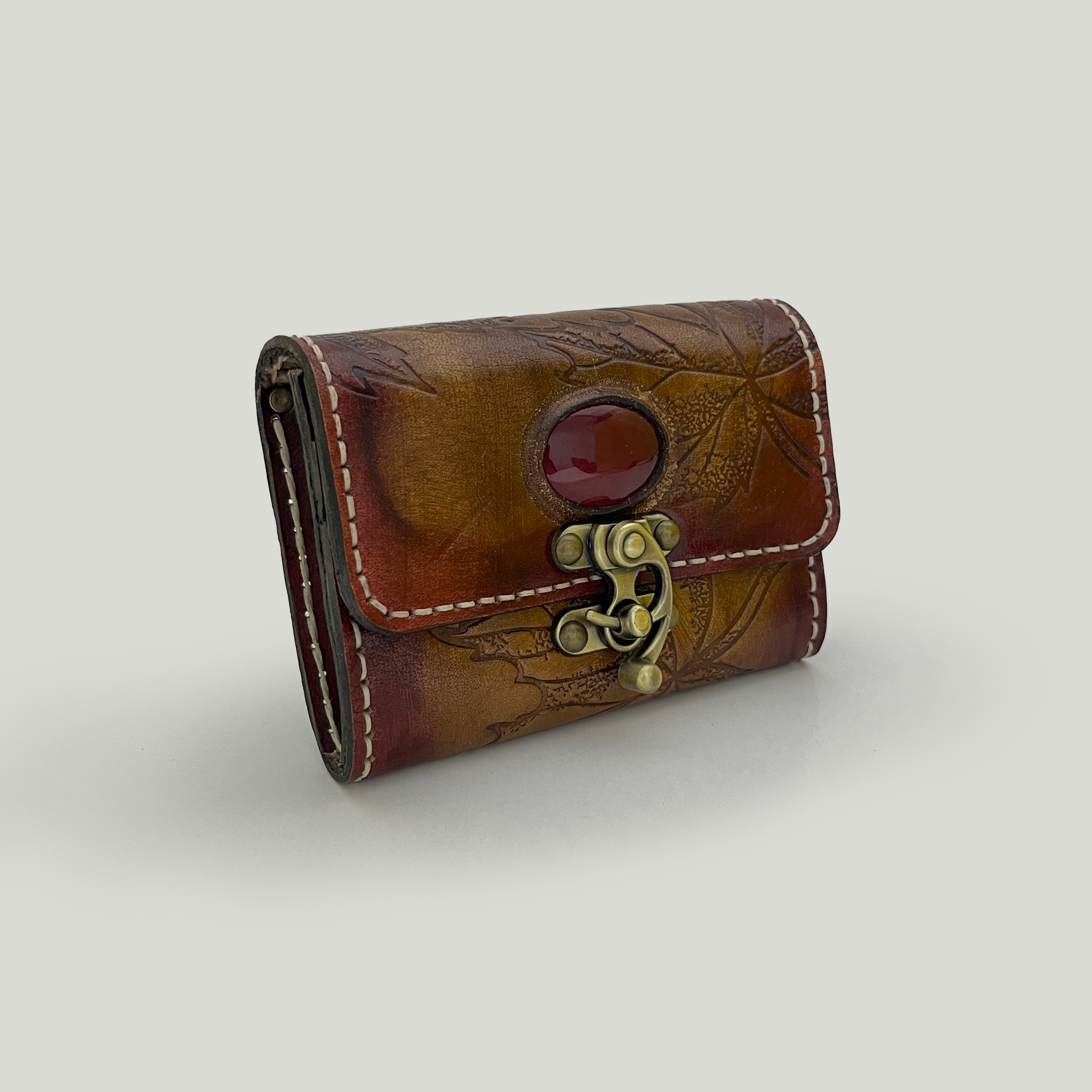 Rustic Red Leather Clutch - Small