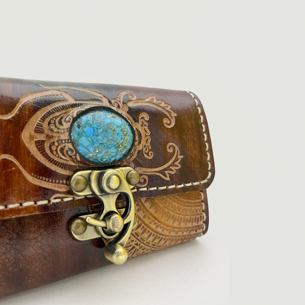 Scarab of Pharaoh Leather Clutch - Small