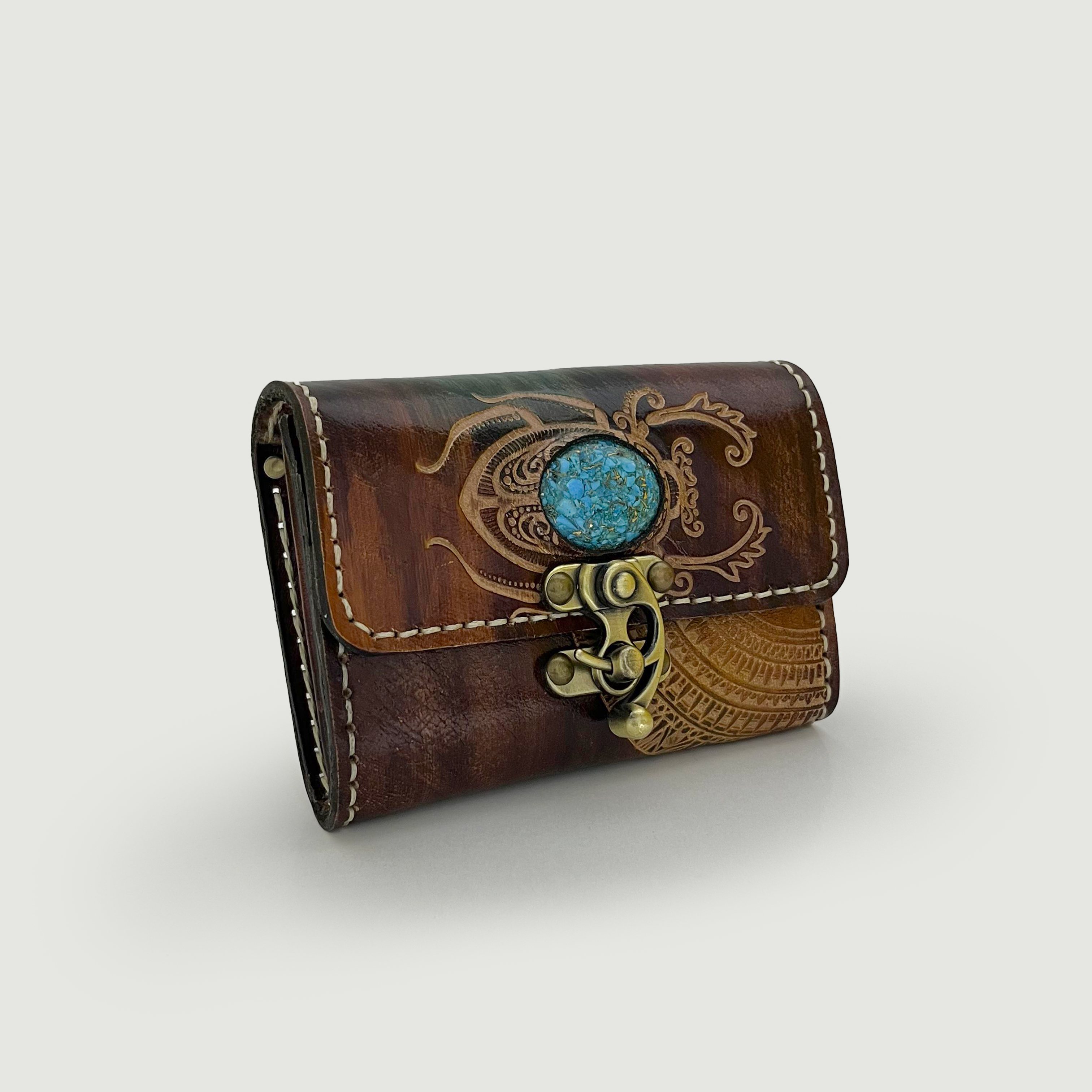 Scarab of Pharaoh Leather Clutch - Small