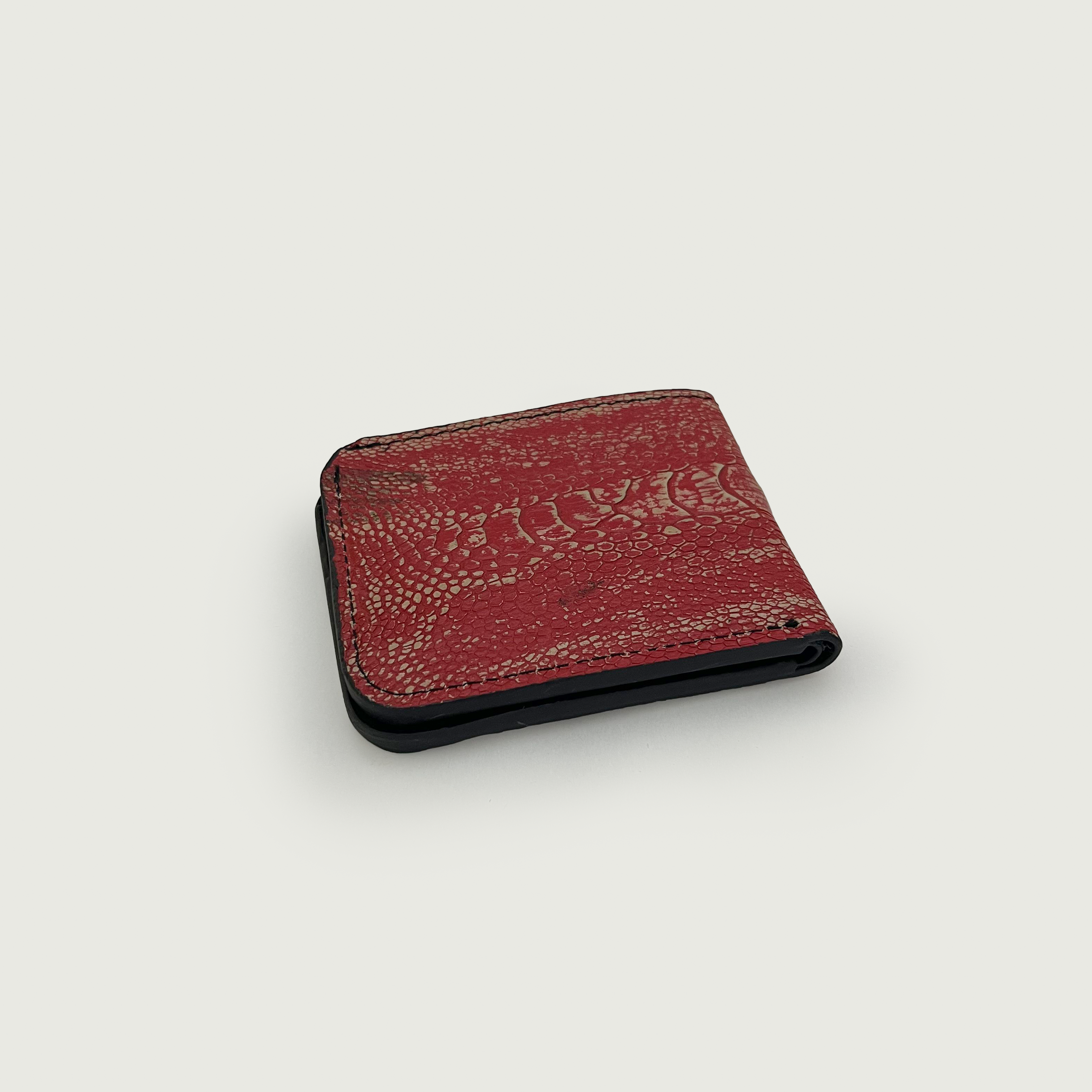Red Ostrich Leather Wallet