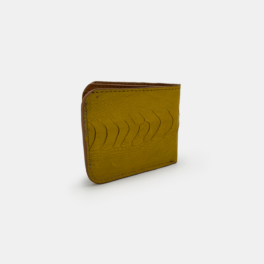 Yellow Ostrich Leather Wallet