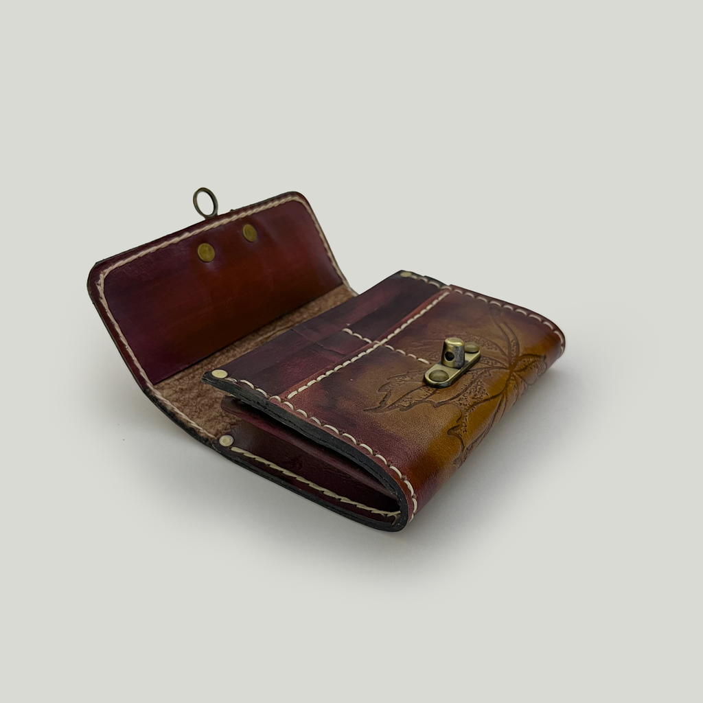 Rustic Red Leather Clutch - Small