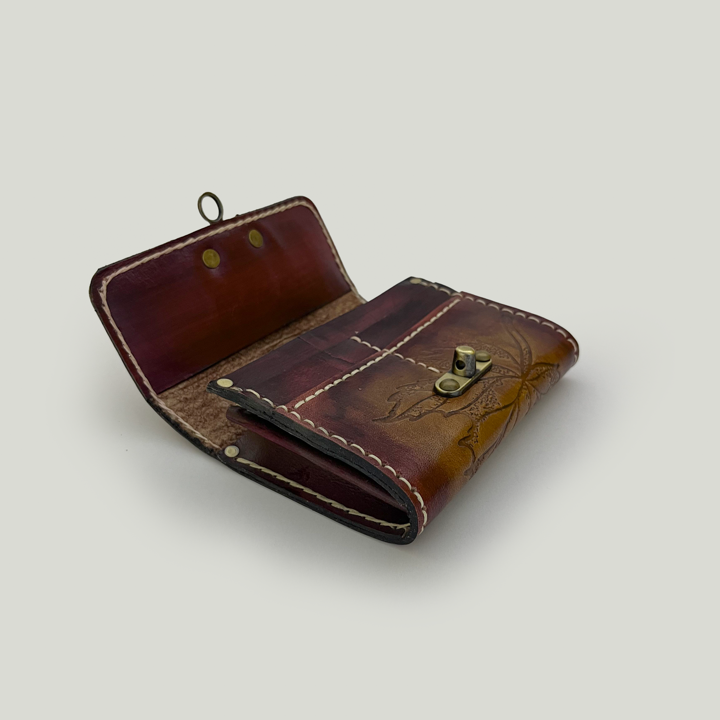 Rustic Red Leather Clutch - Small