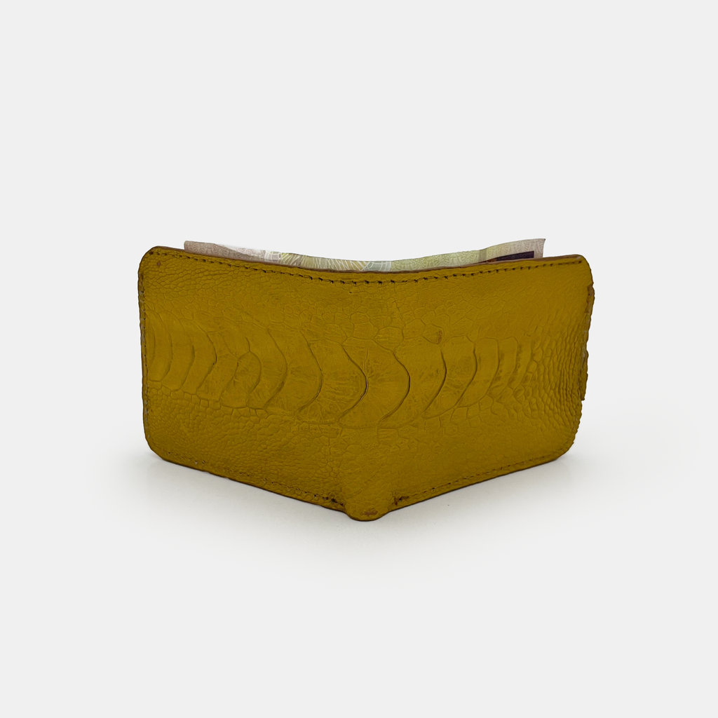 Yellow Ostrich Leather Wallet