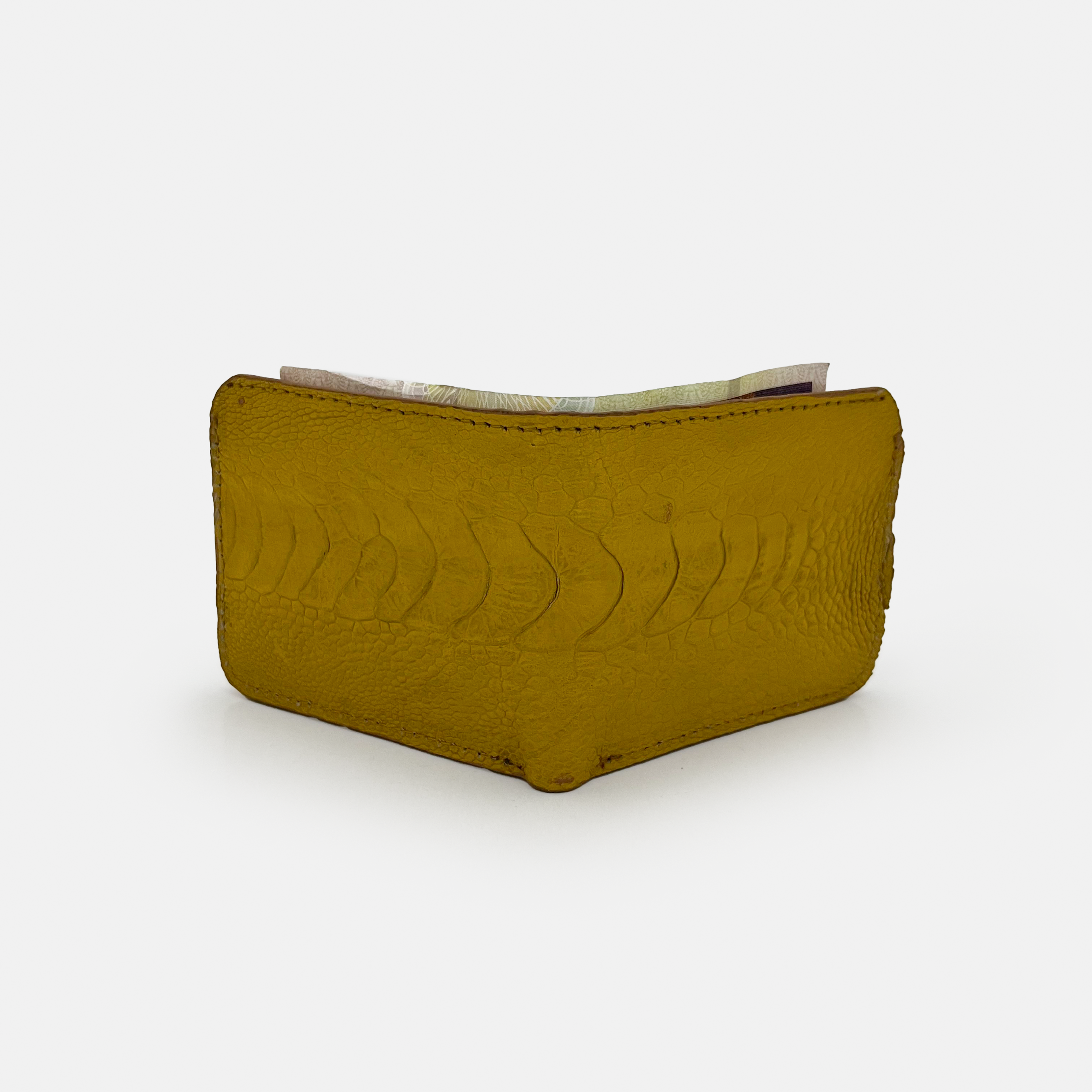 Yellow Ostrich Leather Wallet
