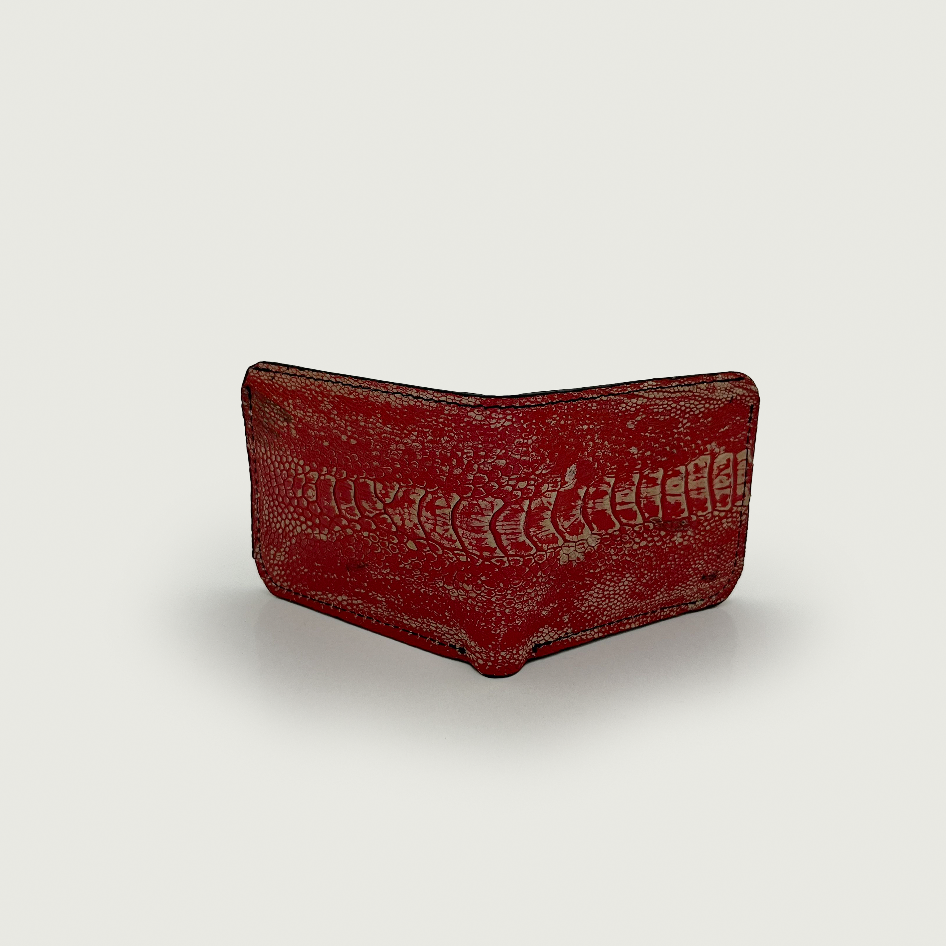 Red Ostrich Leather Wallet