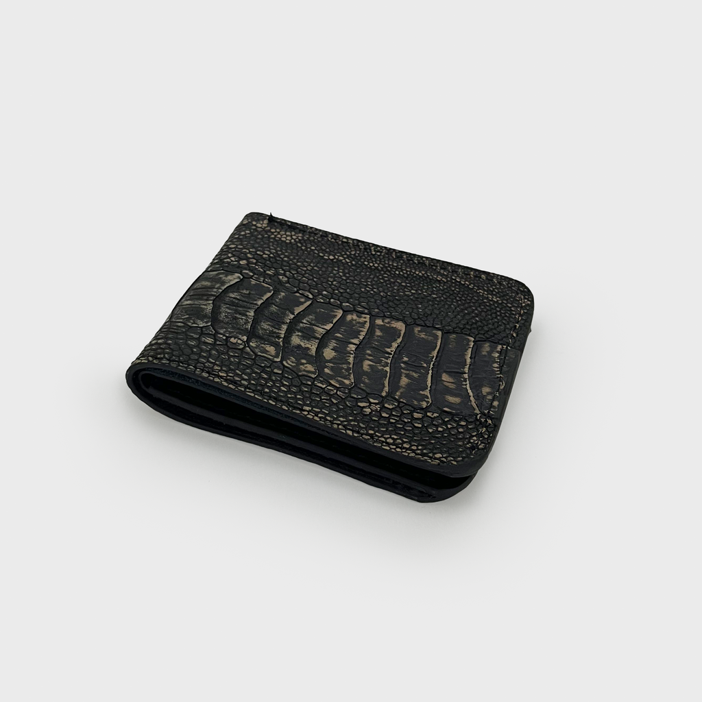 Black Ostrich Leather Wallet