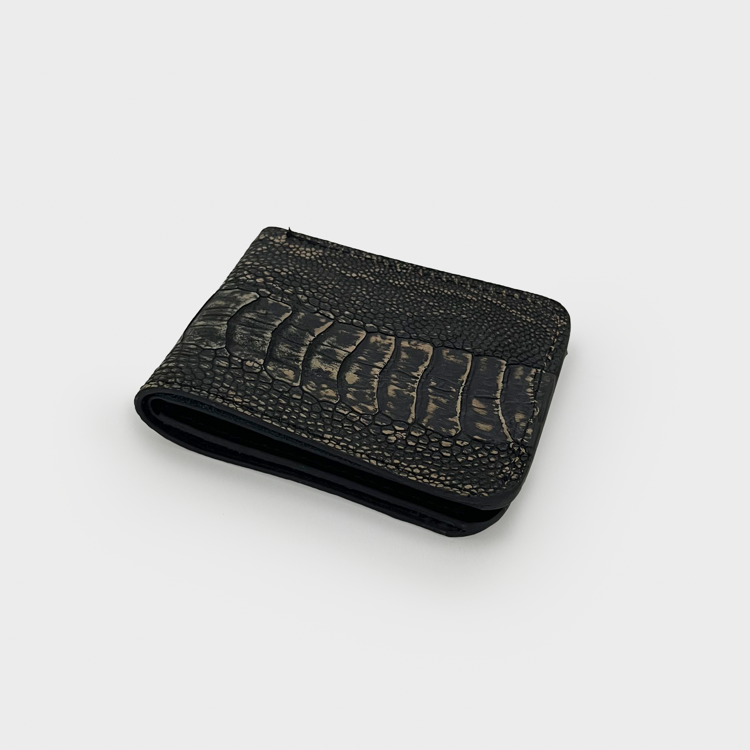 Black Ostrich Leather Wallet