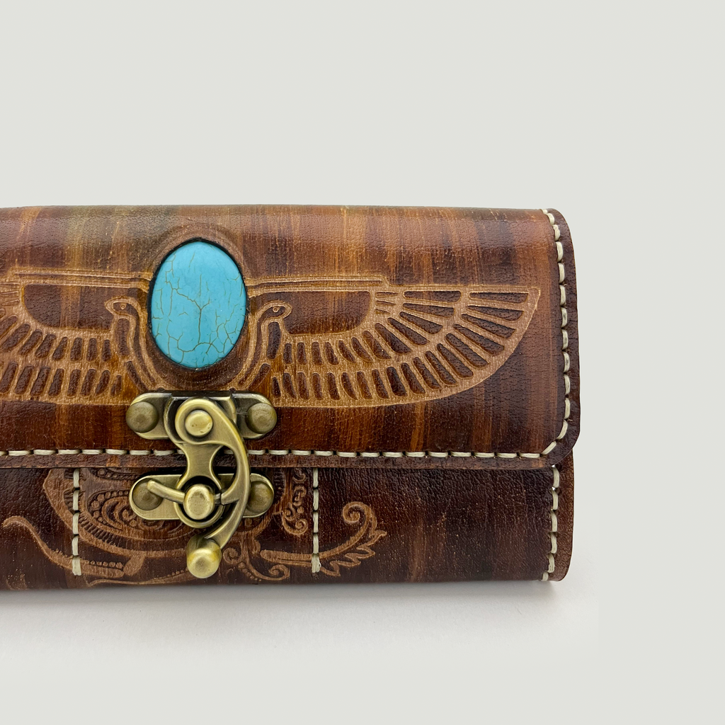 Pharaonic Wing Leather Clutch
