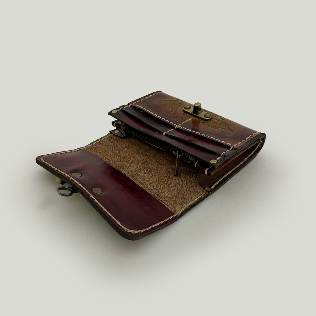 Rustic Red Leather Clutch - Small