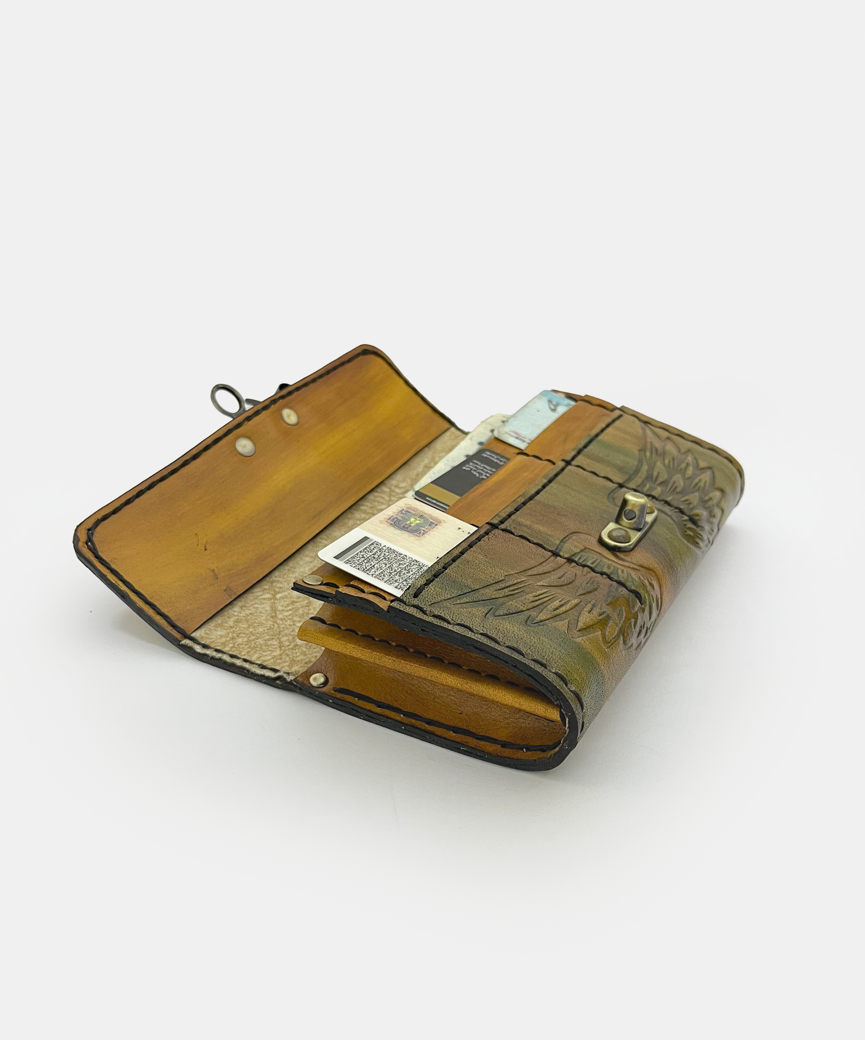 Forest Wings Green Leather Clutch