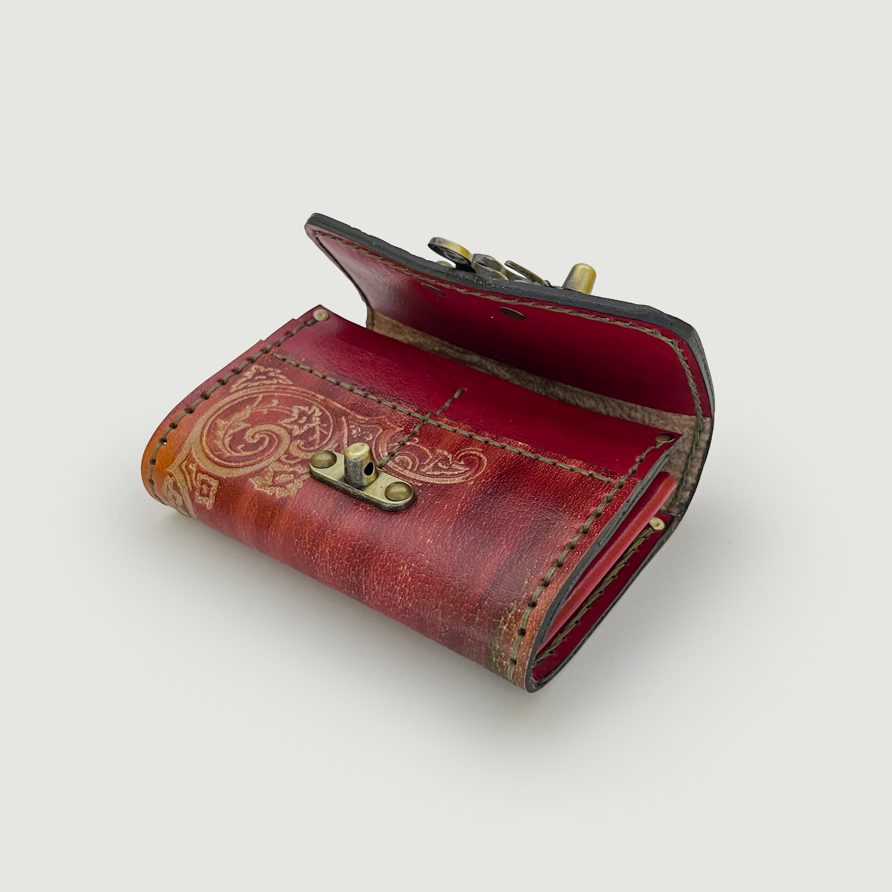 Floral Gemstone Handmade Leather Clutch