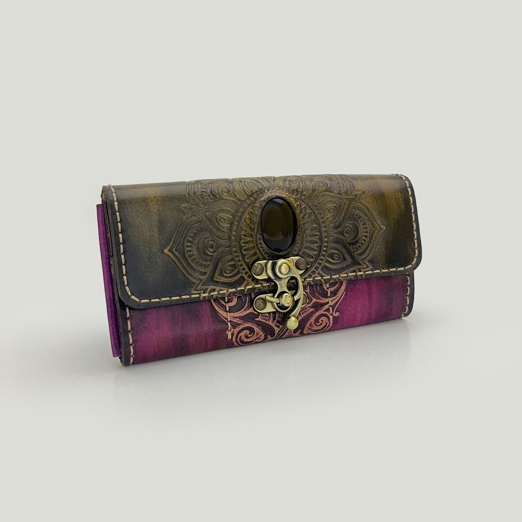 Purple Leather Clutch side
