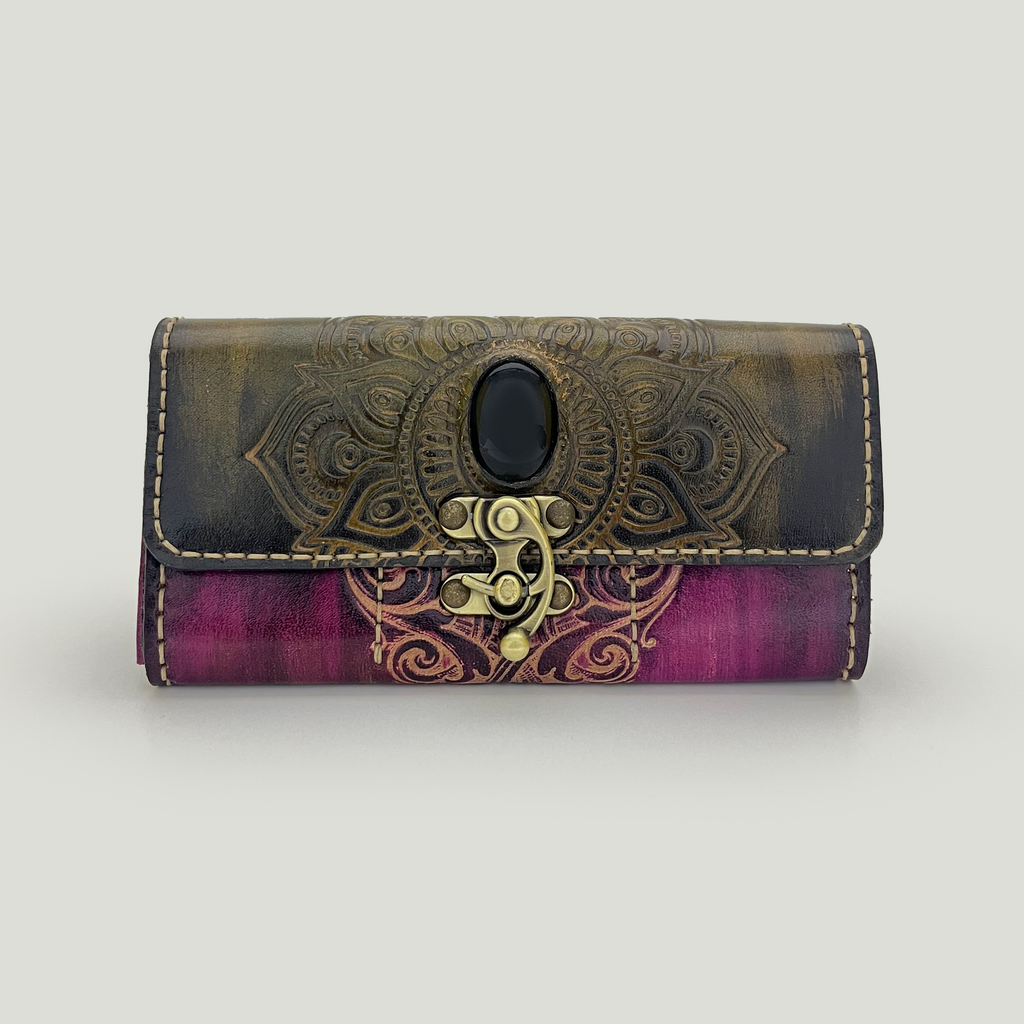 Purple Leather Clutch 