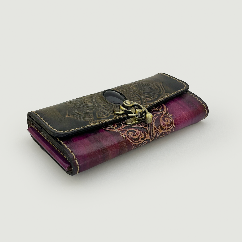 Purple Leather Clutch 