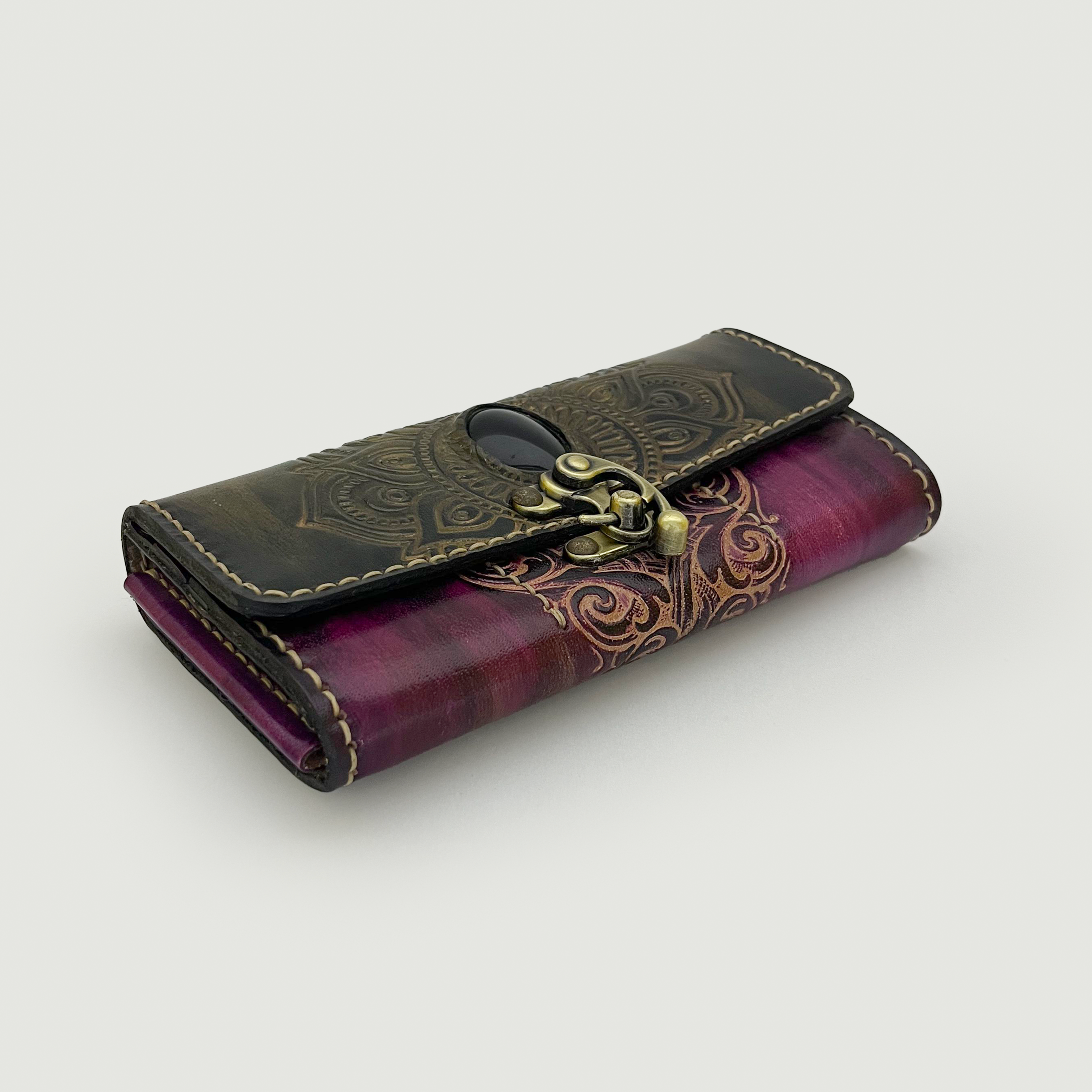 Purple Leather Clutch 