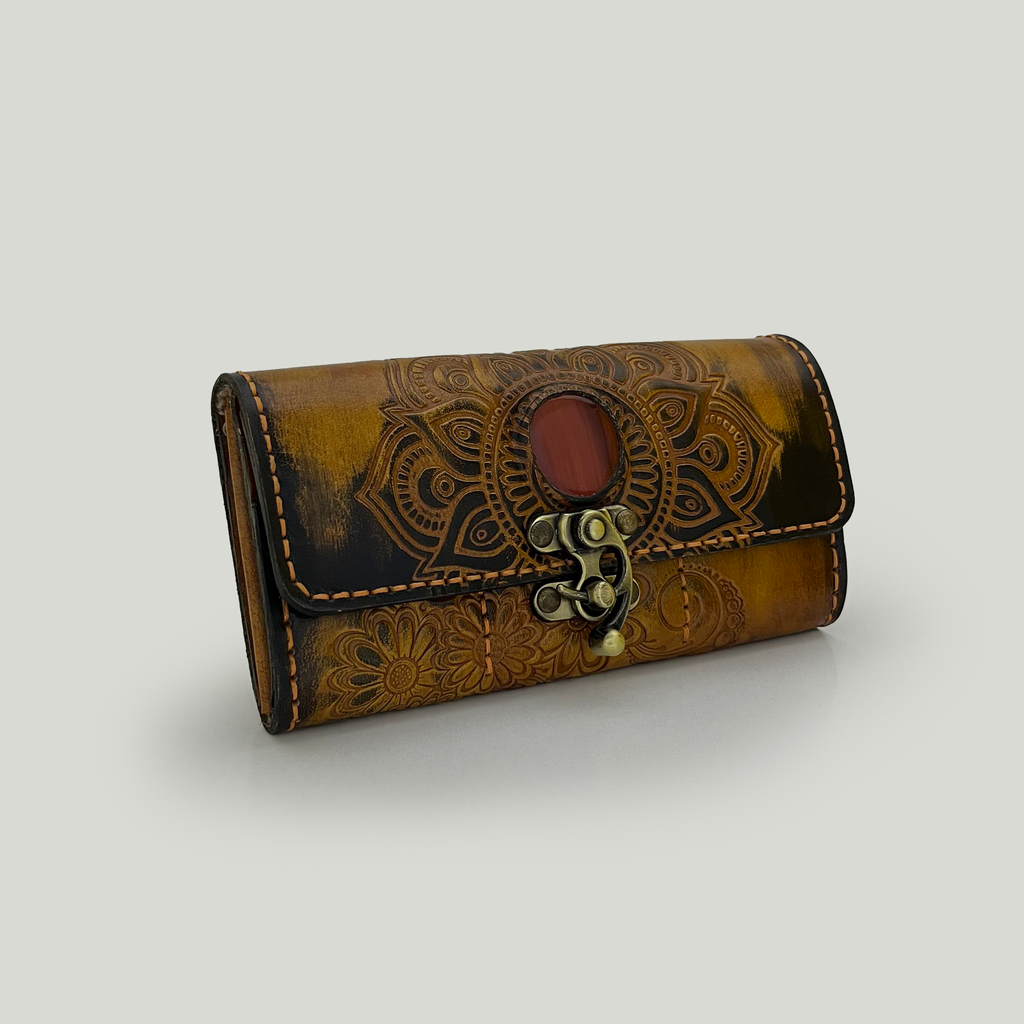 The Mandala Gemstone Leather CLutch