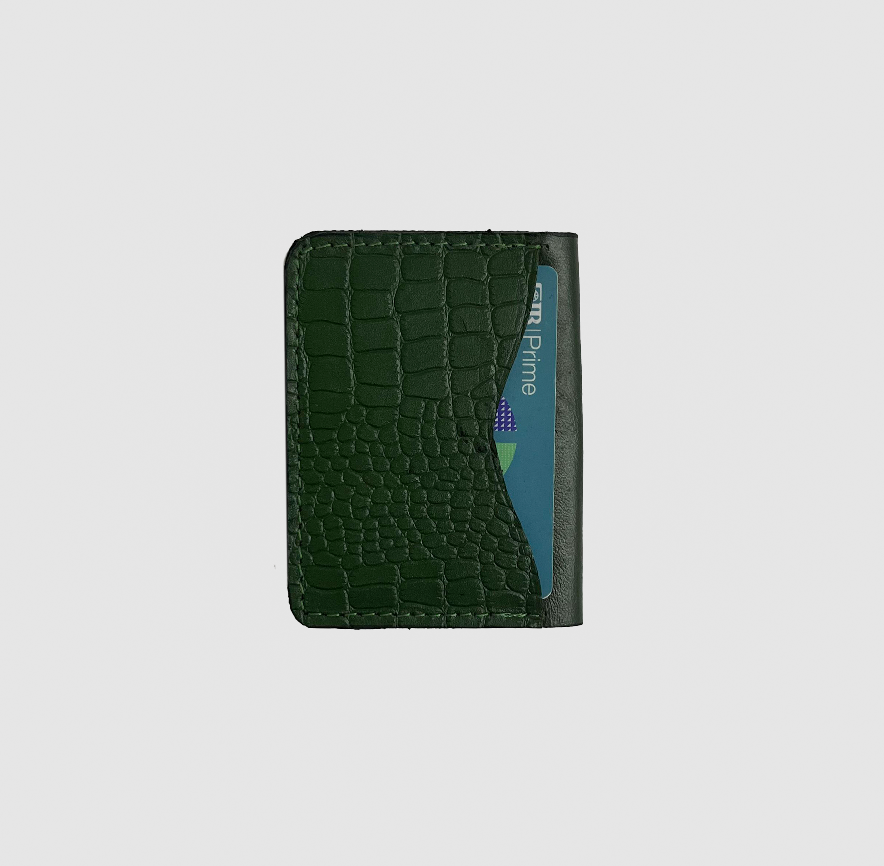 green leather cardholder